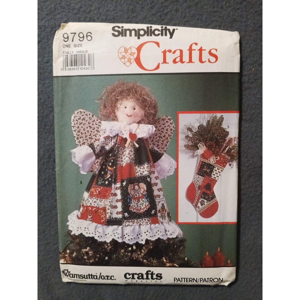 Simplicity Crafts 9796 Christmas Tree Topper Angel Doll Stocking Tree Skirt